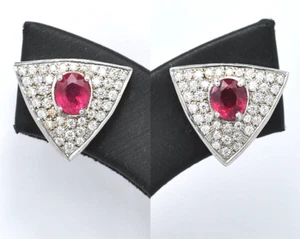 ORECCHINI IN ARGENTO CON RUBINI ROSSO TOTALI CT. 1,25 CONTORNATI MOISSANITE - Foto 1 di 4