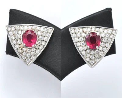 ORECCHINI IN ARGENTO CON RUBINI ROSSO TOTALI CT. 1,25 CONTORNATI MOISSANITE - Immagine 1 di 4