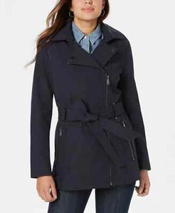 New BCBGeneration Asymmetrical Hooded Raincoat XS Black NO1723 - Picture 1 of 1