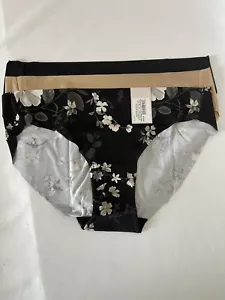 Auden Women's 3-pack Size XL ( 16 ) Laser Cut Bikini Underwear Floral/Solid - Picture 1 of 6