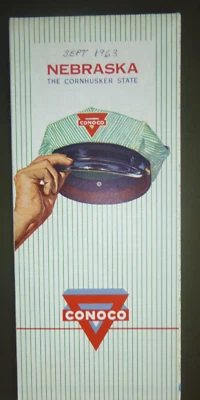 1963 Nebraska  road map Conoco  oil  gas Cornhusker State - Image 1 of 4