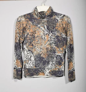 Neiman Marcus 80% Silk Purple Gold Metallic Lightweight Turtleneck Sweater Sz S - Picture 1 of 3