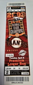 4-8-2003 Barry Bonds HR 616 full Season ticket Giants MVP Season 4/8/03 - Picture 1 of 2