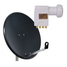 Sat Anlage Digitale 4K HD 80cm Schüssel Spiegel Antenne - Quad LNB 4 Teilnehmer
