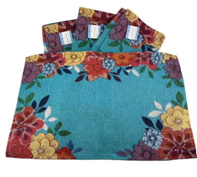 NWT Nicole Miller Spring Summer Colorful Floral Placemats 13 x 19” Set Of 4 - Image 1 of 4