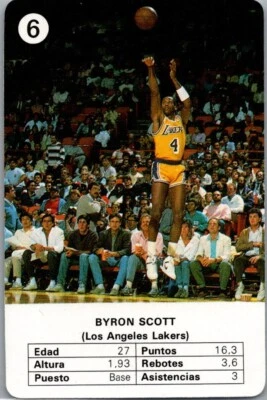 Tarjetas de juego Fournier Estrellas 1988 NBA #6 Byron Scott Lakers Foto 1 de 2