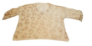 Andthewhy Animal Print Crochet Oversized Textured Crop Tunic Sweater Top M/L - Picture 1 of 10