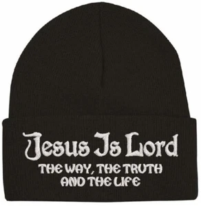 Beanies for Men Jesus Is Lord Embroidered Winter Hats Women Acrylic Skull Cap - Picture 1 of 8