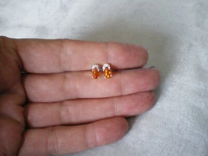Mandarin Garnet & Zircon stud earrings, 1.31 carats, 1.47 grams 925 Sterling Sil - Picture 1 of 11