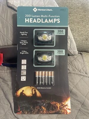 Member's Mark 2 Pack  LED 200-Lumen Head Lamps New - Image 1 of 2