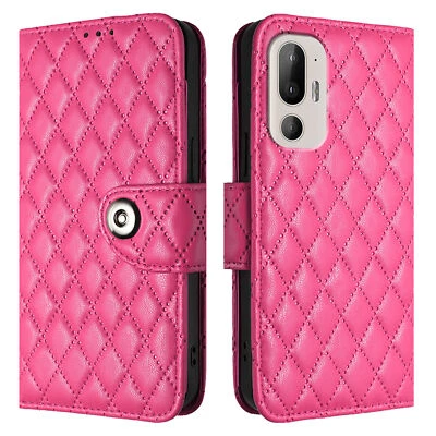 For HTC U24 Pro, Phone Case Fashion Grid Girl's Flip Leather Wallet Soft Cover - Image 1 of 4