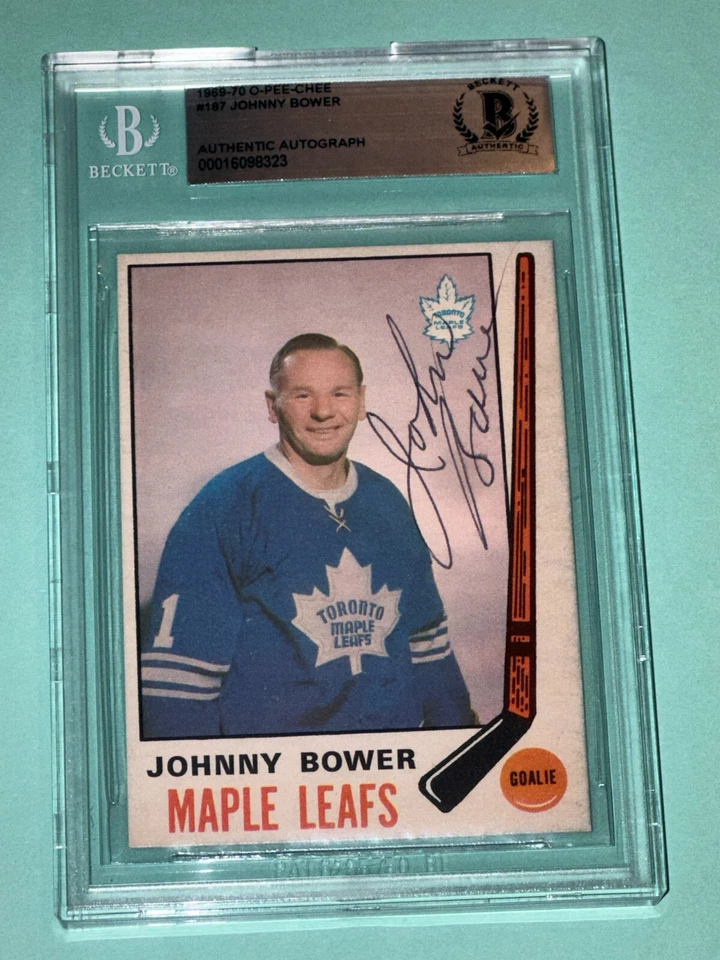 JOHNNY BOWER Signed 1969-70 O-PEE-CHEE Card #187 Beckett BAS - Image 1 of 2