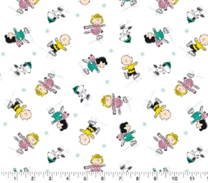 Peanuts / Snoopy Ice Skating Cotton Fabric 18” x 44” 100% Cotton - Picture 1 of 1