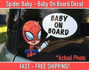Baby Spiderman Baby on Board Bumper Sticker Decal Spider Baby Spidey Sticker - Picture 1 of 3
