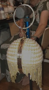 PEARL- RHINESTONE-GOLD/ SPHERE EVENING PURSE 6 x 6 x 14.5 in. - - Picture 1 of 4