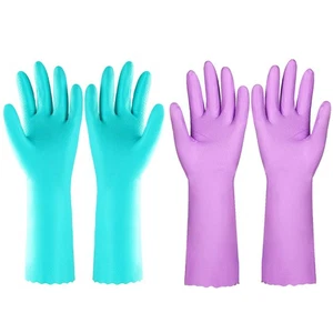 Reusable Dishwashing Cleaning Gloves with Latex free, Cotton lining,Kitchen G... - Picture 1 of 7
