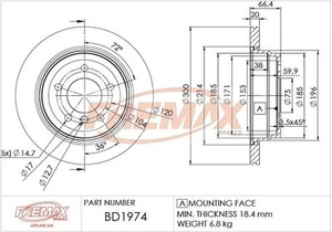 Brake Disc BMW 1 (E81) 130 i BD-1974 - Picture 1 of 2