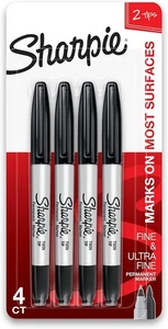 Sharpie Twin Tip Permanent Markers, Fine and Ultra 4 Count (Pack of 1), Black - Picture 1 of 7