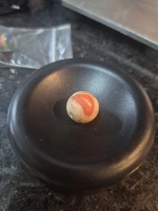 Vintage Akro Achat Peltier Christensen Ton weiß orange Wirbel Marmor  - Bild 1 von 5