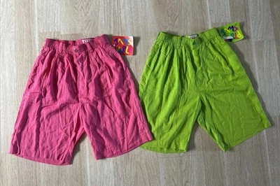 Nuevo con etiquetas Pantalones Cortos Vintage Jams World Hawaii Verde Lima y Rosa Exterior Pequeño Lote de 2 Foto 1 de 4