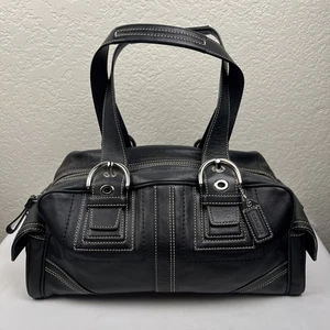 Coach No C063-10036 schwarz Leder SoHo Umhängetasche/Geldbörse Seitentaschen selten Y2K - Bild 1 von 16