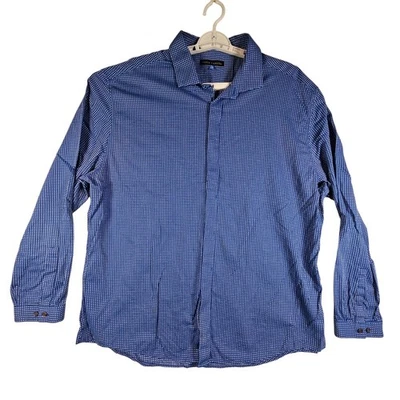 Camisa Vince Camuto Para Hombres XXL Azul Blanco Estampado Geométrico Manga Larga Con Botones Foto 1 de 4