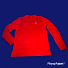 Apple White Logo Women's Medium M Solid Red Long Sleeve T-Shirt Performance