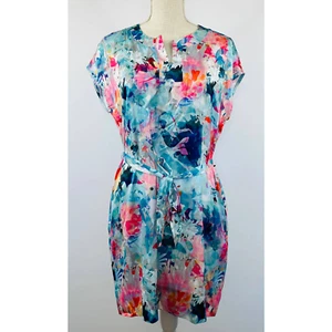 Liz Claiborne Knotted Tie Shift Floral Dress Women's Size MP - Picture 1 of 5
