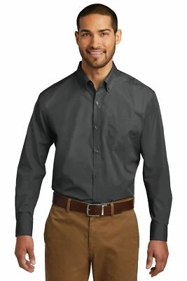 Camisa Port Authority Para Hombre Manga Larga Bolsillo Popelina Despreocupada Con Botones W100 Foto 1 de 3