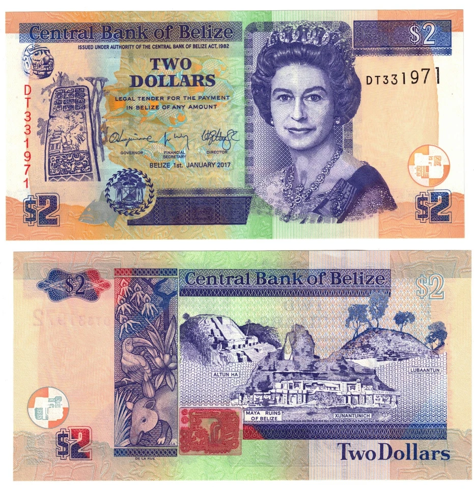 Billete de 2 dólares P66f 2017 de Belice UNC Foto 1 de 1