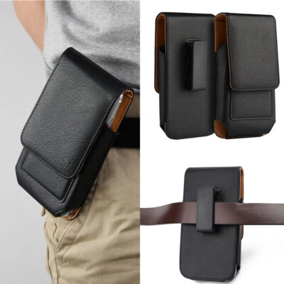 Men Black Belt Clip Faux Leather Holster Phone Pouch For Google Pixel 8 Pro / 8 - Image 1 of 4