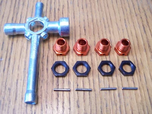 HPI Savage X 4.6 GT-6 17mm Aluminum Wheel Hexes Hex Nuts Pins Wrench Flux XL 5.9 - Picture 1 of 2