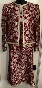 Vintage Adolfo New York 3 Piece Cocktail Suit Rich Red & Metallic Gold - EVC - M - Picture 1 of 23