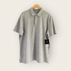 NWT 01.ALGO Performance Polo Mens XL-SHORT Gray Stripe Stretch Quick Dry UPF - Picture 1 of 8