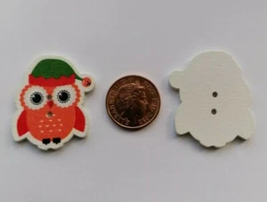 HOLZ WEIHNACHT EULE HANDWERK NÄHEN KARTENHERSTELLUNG SCRAPBOOKING KNÖPFE - BT010 - Bild 1 von 1