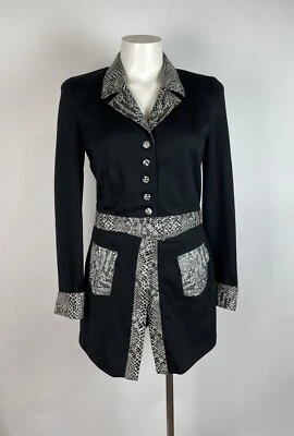 Vintage 90s Cache Snake Animal print Jacket Skort suit 2 Pc Suit Size 6 - Image 1 of 4