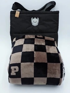Bolso de Mano Victoria's Secret ROSA Negro Buffer NUEVO con Etiqueta y Manta de Peluche - Imagen 1 de 7