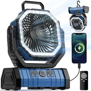 Camping Fan, 20000mAh 58Hrs Rechargeable Portable Fan with LED Lights & 4 Speeds - Picture 1 of 13
