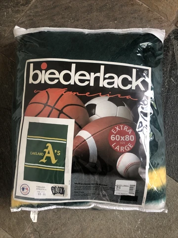VINTAGE 1989 OAKLAND ATHLETICS BIEDERLACK LARGE BLANKET 60x80 MLB New In Package Cover