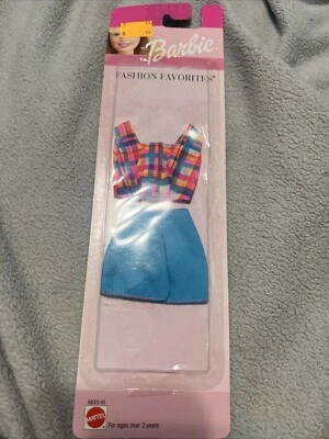 Barbie FASHION FAVORITES 1999 Plaid Multicolor Tank Top Blue Shorts - Image 1 of 3