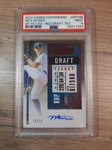 Boleto Panini Contenders 2020 Nick Bitsko Red Draft Pick automático #/75 PSA 9 DPTNB - Imagen 1 de 2