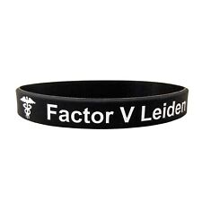 Factor V Leiden Medical Alert Wristband ID Band Black Silicone Men Women Adults 