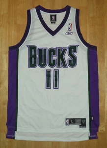 T.J. Ford Reebok Swingman Milwaukee Bucks weiß mit grünem Trikot Erwachsene L *neu ohne Etikett* - Bild 1 von 8