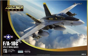 Kinetic 1/48 McDD F/A-18C Hornet VFA-27 Royal Maces US Navy Fighter Model Kit - Picture 1 of 5