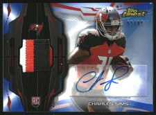 2014 Finest Rookie Patch Autographs Blue Refractors #RAPCS Charles Sims /99