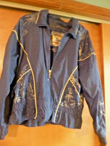 Vintage EAST WEST PANDA GROUP INC Navy Blue Windbreaker Gold Accents MED Rare! - Picture 1 of 6