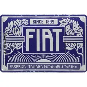 Retro tin sign metal sign vintage 8 x 12 in - FIAT - FIAT Since 1899 Logo Blue - Picture 1 of 4