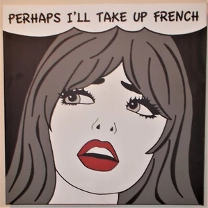 Appendiabiti da parete su tela arte donna forse prenderò francese 18" x 18" nel 2015 - Foto 1 di 6