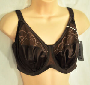 women's elomi brown lace unlined unpadded bra size 34H wide straps MSRP $59 new