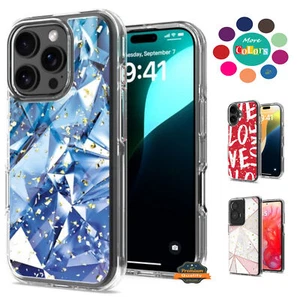 For Apple iPhone 16 Plus Fashion Marble Design Hard PC TPU Hybrid Case Cover - Picture 1 of 41